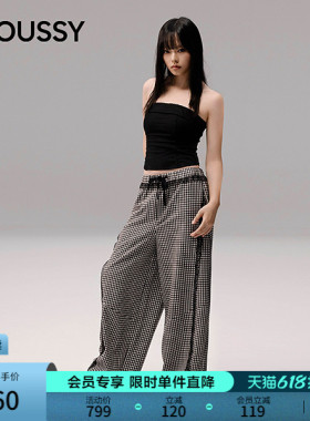MOUSSY&Monchhichi合作款春季新品格子休闲长裤028IAA01-1014