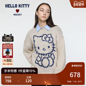 010IAF01 MOUSSY 8081 KITTY联名秋冬新款 圆领毛针织衫 HELLO