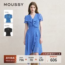 MOUSSY秋季法式度假风不规则茶歇裙连衣裙028ISZ30-3031