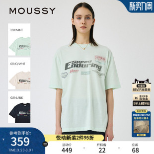 T恤010IS290 MOUSSY 做旧LOGO印花圆领宽松短袖 新品 5281 夏季