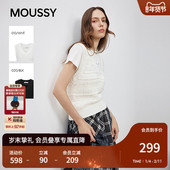 MOUSSY秋季 3681 针织背心女028ISA70 新品 慵懒风镂空V领修身