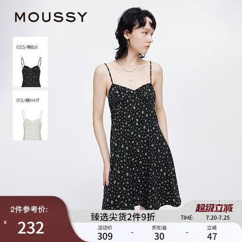 MOUSSY 夏季新品波嘻风茶歇裙碎花吊带连衣裙女028ISA33-1004