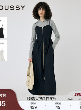 MOUSSY 春季新品机能风金属拉链开襟吊带连衣裙010IS633-4141