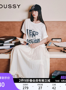 MOUSSY 早春潮流涂鸦风字母印花宽松短袖T恤028IAA90-1002