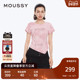 早秋新品 美式 复古辣妹晕染玫瑰短袖 MOUSSY T恤028ISZ90 3061
