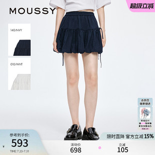 MOUSSY 1005 2025早秋新品 甜美清新蝴蝶结褶皱花苞短裙028ISA31