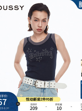 MOUSSY 夏季新品摇滚风顶珠图案假两件吊带背心028HAZ90-0531