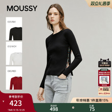 MOUSSY 2025冬季新品简约风修身打底圆领毛针织衫女028IAA70-1661