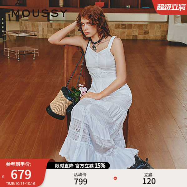 MOUSSY 秋季新品波西米亚风度假吊带连衣裙女028ISZ33-1301