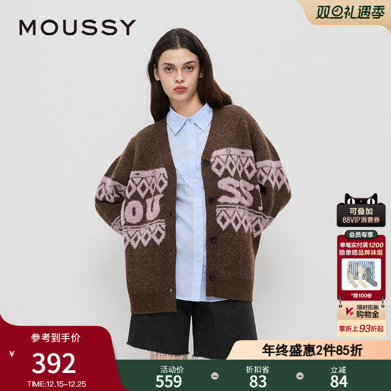 宽松针织MOUSSY单排扣V领