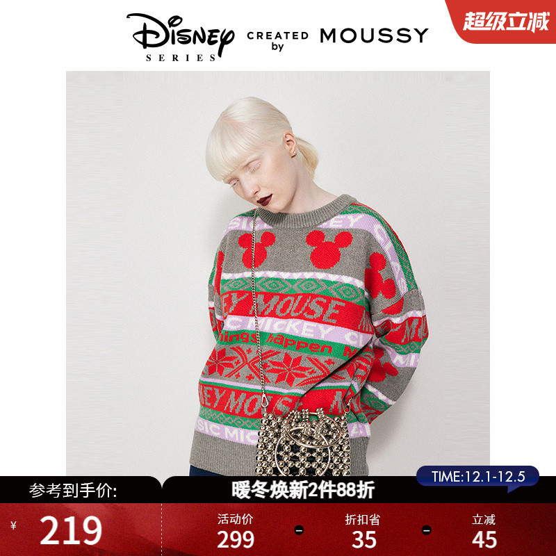 moussy迪士尼图案针织毛衣