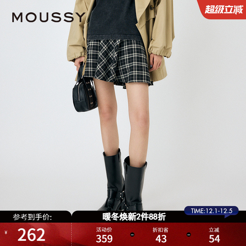 MOUSSY 秋季新品美式复古风blokette格纹半身裙010HAS31-1601