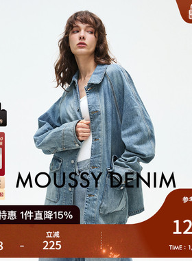 MOUSSY 2025春季新品复古水洗休闲宽松牛仔夹克外套010ISH11-2011