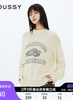 MOUSSY 春季新品复古小汽车图案印花针织毛衣女010ISQ70-4361