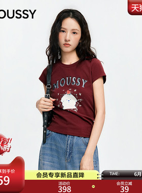 MOUSSY潦草小狗系列2026夏季新品趣味印花短袖T恤女028JSZ01-1011