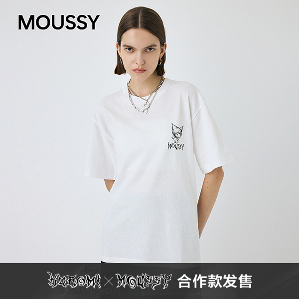 MOUSSY&酷洛米合作款 2025秋季新品做旧复古印花T恤010IAF01-5391