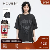 T恤028IAA90 MOUSSY早秋新品 休闲慵懒风字母花卉宽松短袖 0541