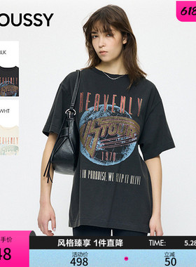 MOUSSY2026夏季新品街头复古风做旧印花短袖圆领T恤010JS290-5081