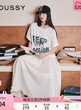 MOUSSY 早春潮流涂鸦风字母印花宽松短袖T恤028IAA90-1002