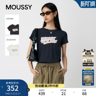 T恤010IA290 休闲风炫彩字母印花圆领短袖 2291 新品 MOUSSY春季