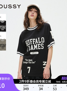 MOUSSY 春季新品街头篮球风字母印花短袖T恤女028ISA90-2001