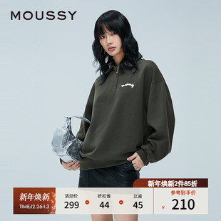 半拉链胸口复古刺绣POLO卫衣女028HAA90 新品 2831 冬季 MOUSSY