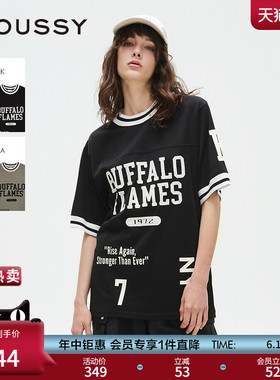 MOUSSY 春季新品街头篮球风字母印花短袖T恤女028ISA90-2001