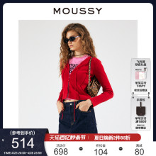 MOUSSY 休闲通勤V领系扣系带针织开衫010GA270-6390