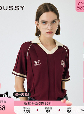 MOUSSY 早春学院风美式复古撞色宽松短袖T恤010IA474-6921