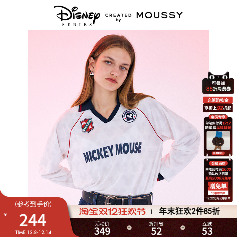 MOUSSY 秋季新品迪士尼联名Blokecore米奇T恤女010HAL90-0901