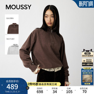 2201 休闲风字母半拉链针织卫衣女010IA490 MOUSSY春季 新品