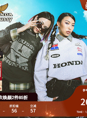 MOUSSY x HONDA 冬季新品做旧LOGO印花长袖T恤010HAL01-4471