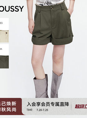 MOUSSY 2026夏季新品工装复古毛边高腰翻边休闲短裤028JSA31-1070