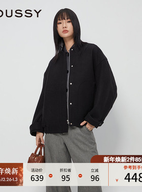 MOUSSY 冬季新品老钱静奢风廓形毛呢夹克外套女010HAJ30-1401