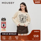 MOUSSY早秋新品 1019 毛衣女028IAZ70 暗黑哥特图案短款 针织衫