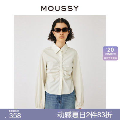 moussy甜美日系休闲格纹小巧衬衫