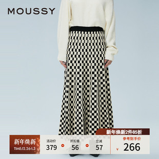 复古港风提花格纹针织裙半身裙028HAA70 新品 2881 冬季 MOUSSY