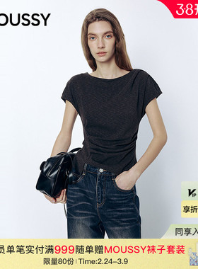 MOUSSY2026早春新品温柔慵懒抽褶收腰不规则下摆T恤031JSA80-1002