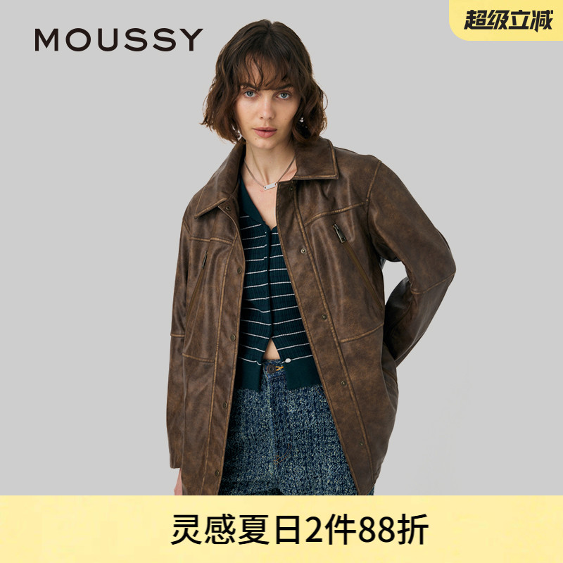 做旧MOUSSY机车风翻领