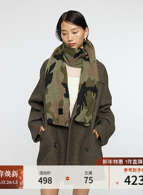 MOUSSY 2025冬季新品复古豹纹撞色保暖时尚围巾女010IA172-7461