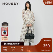 MOUSSY秋季 1921 艺术印花茶歇裙连衣裙女028HAA30 新品 新中式