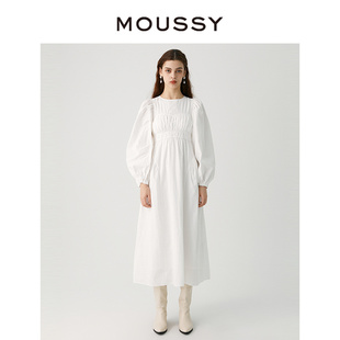 叠穿豹纹圆领连衣裙女010GA630 优雅浪漫主义韩版 7080 法式 MOUSSY