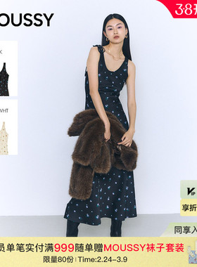 MOUSSY 2026春季新品清新小碎花约会无袖长款连衣裙010JS333-2321