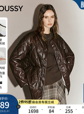 MOUSSY 春季新品复古菱格圆领90羽绒夹克外套女028IAA30-1042