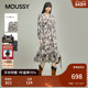 秋季 新品 复古风花纹雪纺V领长袖 MOUSSY 连衣裙028IAB33 1010