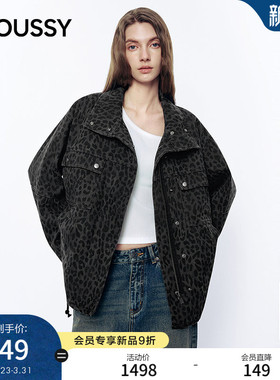 MOUSSY 2026春季新品街头复古风豹纹立领夹克外套女028JSA30-1027