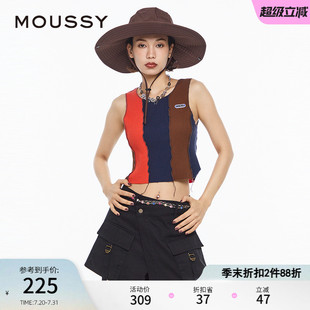 MOUSSY 0490 甜酷Y2K辣妹音樂節(jié)針織背心女010HSQ90 夏季
