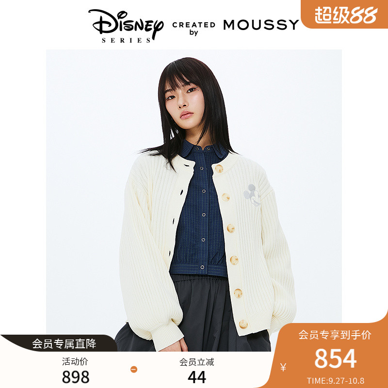 MOUSSY 2025春季新品迪士尼联名甜美日系针织开衫女010ISY70-6311