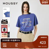 T恤女010ISQ90 MOUSSY 6851 美式 复古风印花做旧短袖 夏季 新品