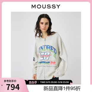 美式 复古机车风中性拉链宽松卫衣女010HSQ90 2024新品 MOUSSY 0410